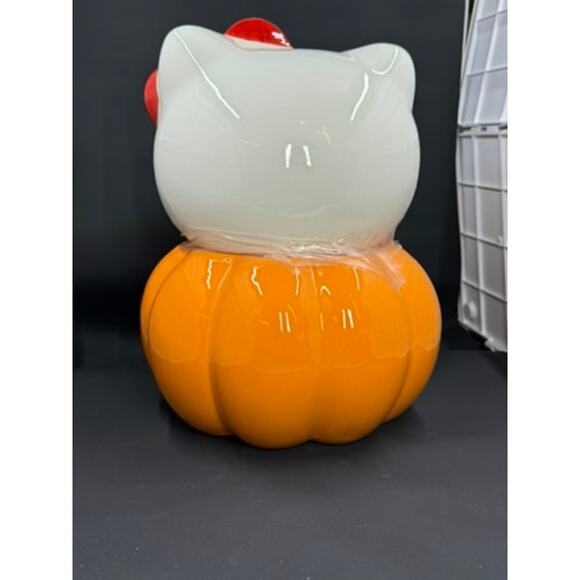 Hello Kitty Cookie Jar, Kitty On Pumpkin, Eyeball Bow Red - Picture 5 of 8